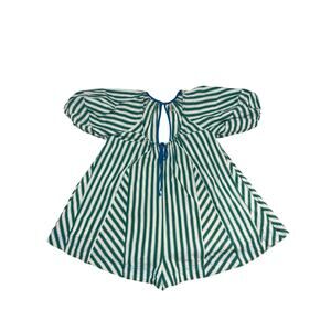 Free People Bop Around Green Striped Romper Jumpsuit Size S